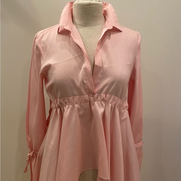 Zara Womens Pink Tunic with High Low Asymmetrical Hemline W Drawstring / S / NWT - Picture 12 of 16